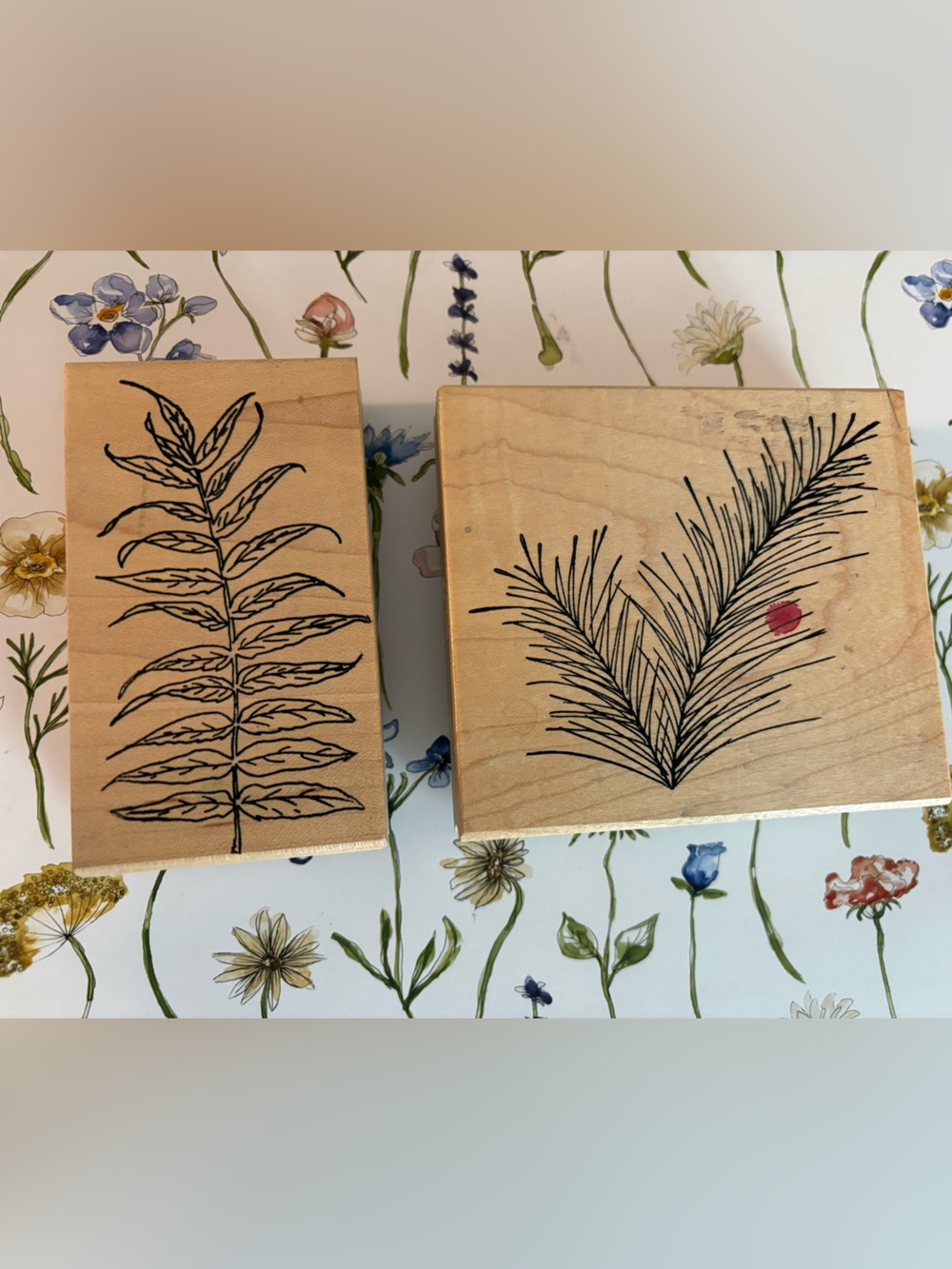 Vintage Me and Carrie Lou Rubber Stamp - Set of Two - Botanical Theme.